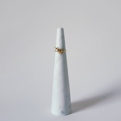 18K Gold Heart Sword Ring for Women, Minimalist Dainty Floral Band Stacking