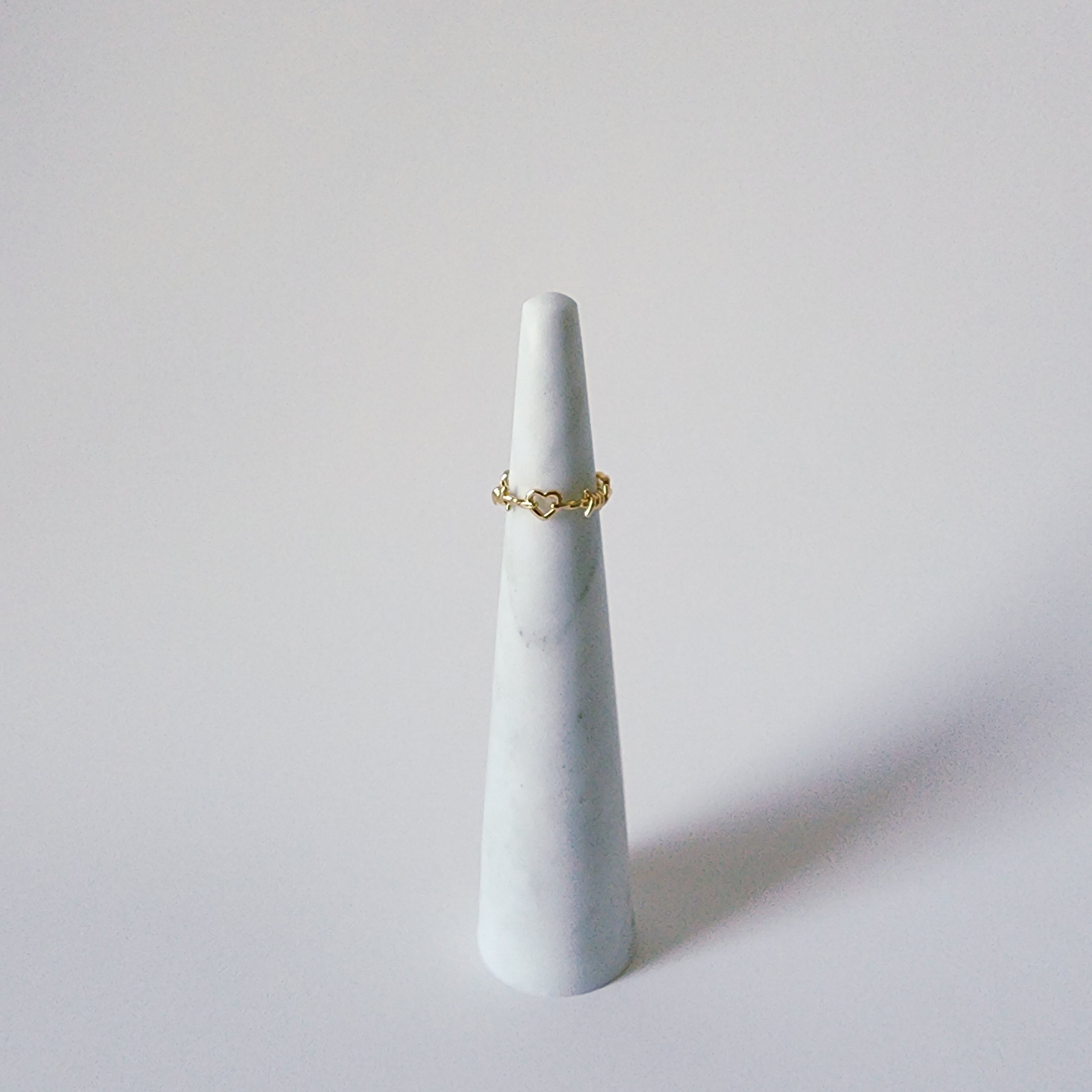 18K Gold Dainty Heart Thorns Ring for Women, Gothic Minimalist Rose Stacking