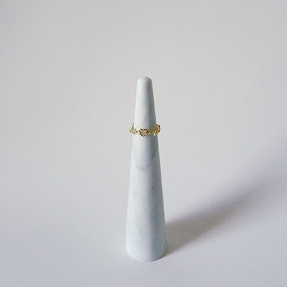 18K Gold Dainty Heart Thorns Ring for Women, Gothic Minimalist Rose Stacking