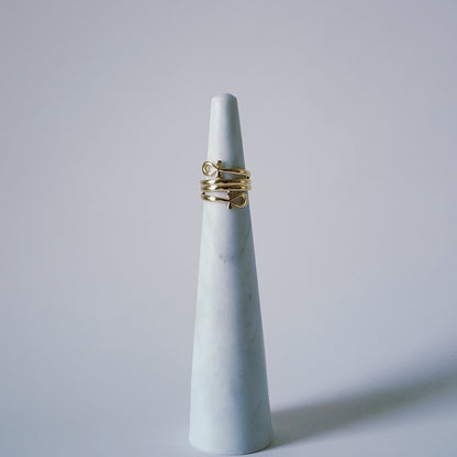 18K Gold Egyptian Ankh Ring, Dainty Life Key Band, Hieroglyph Pharaoh Gift