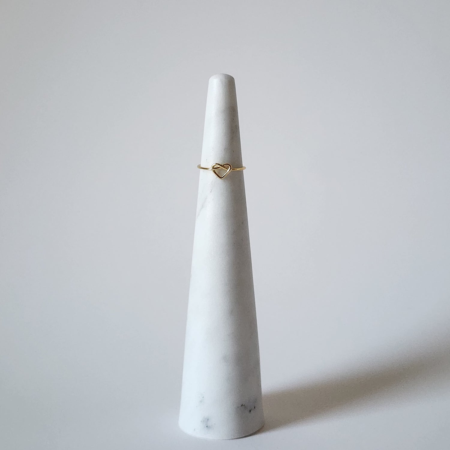 18K Gold Dainty Heart Wire Ring for Women, Adjustable Minimalist Thin Open Band