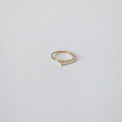18K Gold Dainty Tiny Cross Ring for Women, Adjustable Minimalist Jesus Cross