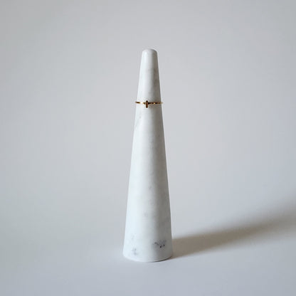 18K Gold Dainty Tiny Cross Ring for Women, Adjustable Minimalist Jesus Cross