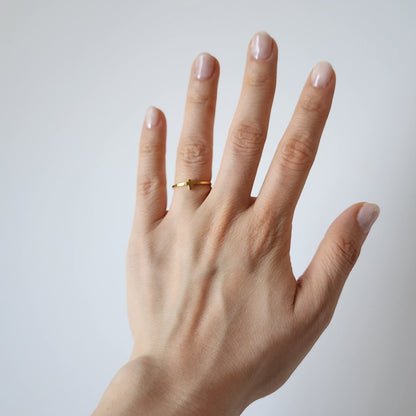 18K Gold Dainty Tiny Cross Ring for Women, Adjustable Minimalist Jesus Cross
