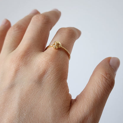 18K Gold Skull Ring for Women &amp; Men Dainty Minimalist Gothic Punk Skeleton Band
