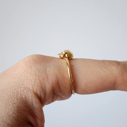 18K Gold Skull Ring for Women &amp; Men Dainty Minimalist Gothic Punk Skeleton Band