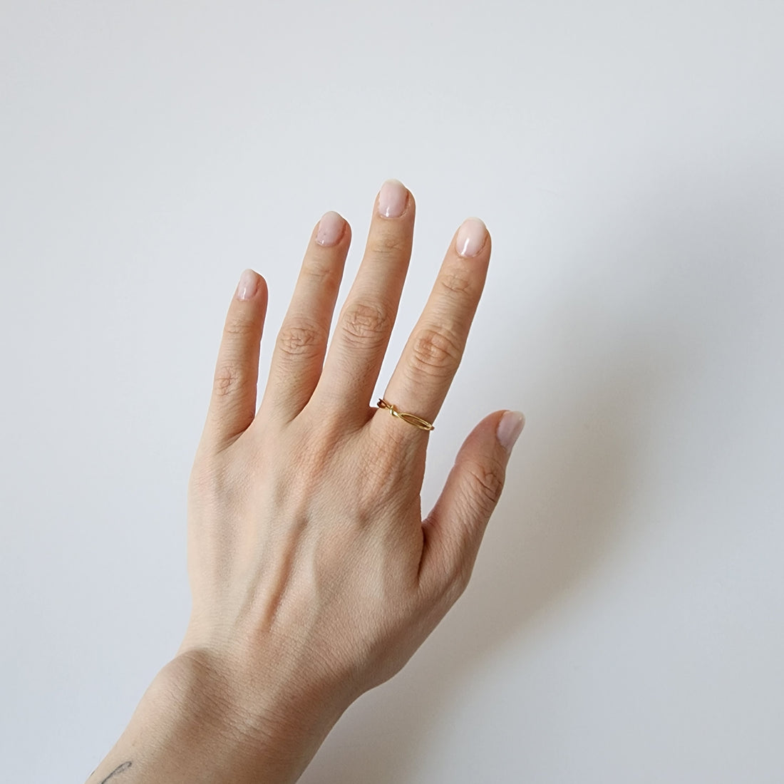 18K Gold Dainty Knot Ring for Women, Adjustable Minimalist Infinity Band Celtic