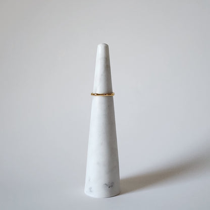 18K Gold Dainty Bamboo Ring for Women, Adjustable Minimalist Knotted Stackable