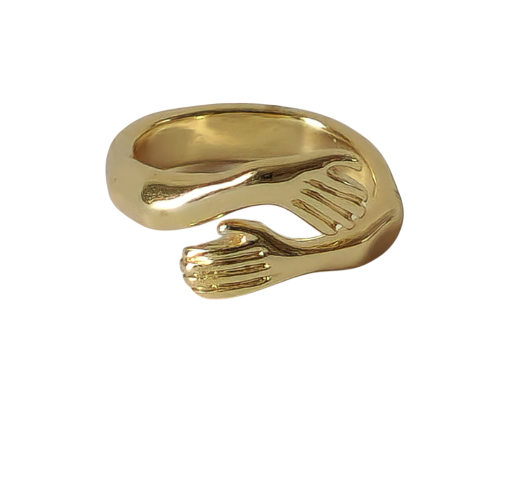18K Gold Dainty Hug Ring for Women, Adjustable Minimalist Finger Embrace Band