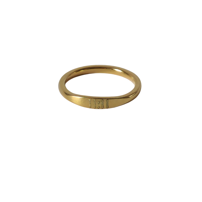 18K Gold Dainty 11:11 Ring for Women,Engraved Minimalist Angel Numbers Wishes