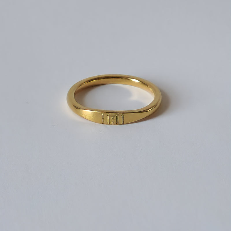 18K Gold Dainty 11:11 Ring for Women,Engraved Minimalist Angel Numbers Wishes