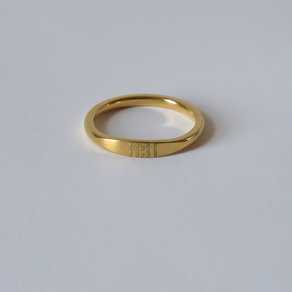 18K Gold Dainty 11:11 Ring for Women,Engraved Minimalist Angel Numbers Wishes