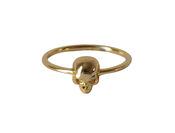 18K Gold Skull Ring for Women &amp; Men Dainty Minimalist Gothic Punk Skeleton Band