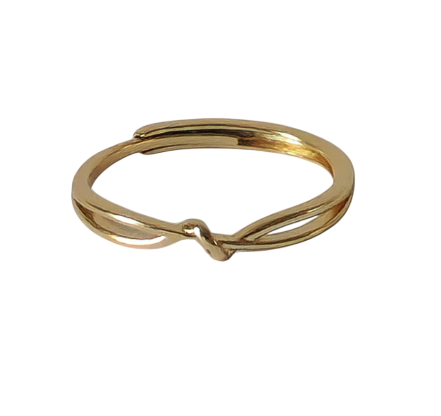 18K Gold Dainty Knot Ring for Women, Adjustable Minimalist Infinity Band Celtic