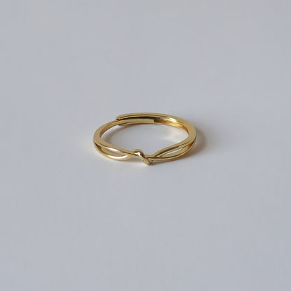 18K Gold Dainty Knot Ring for Women, Adjustable Minimalist Infinity Band Celtic