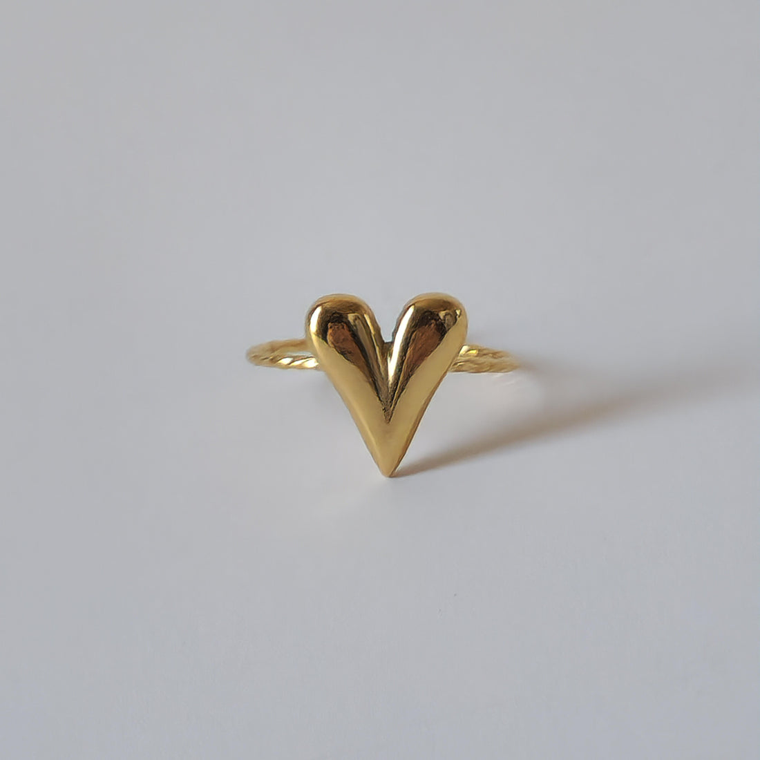 18K Gold Retro 90s Heart Ring Adjustable Open Band Vintage Women&