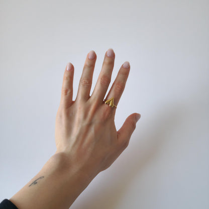 18K Gold Retro 90s Heart Ring Adjustable Open Band Vintage Women&