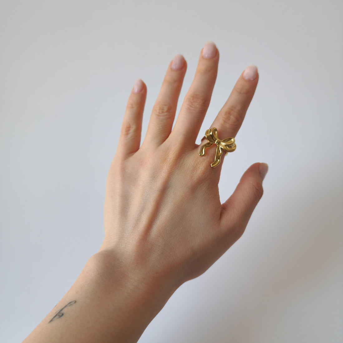 18K Gold Bow Ring Retro Adjustable Open Band Vintage Knot Dainty Solid Gold Gift