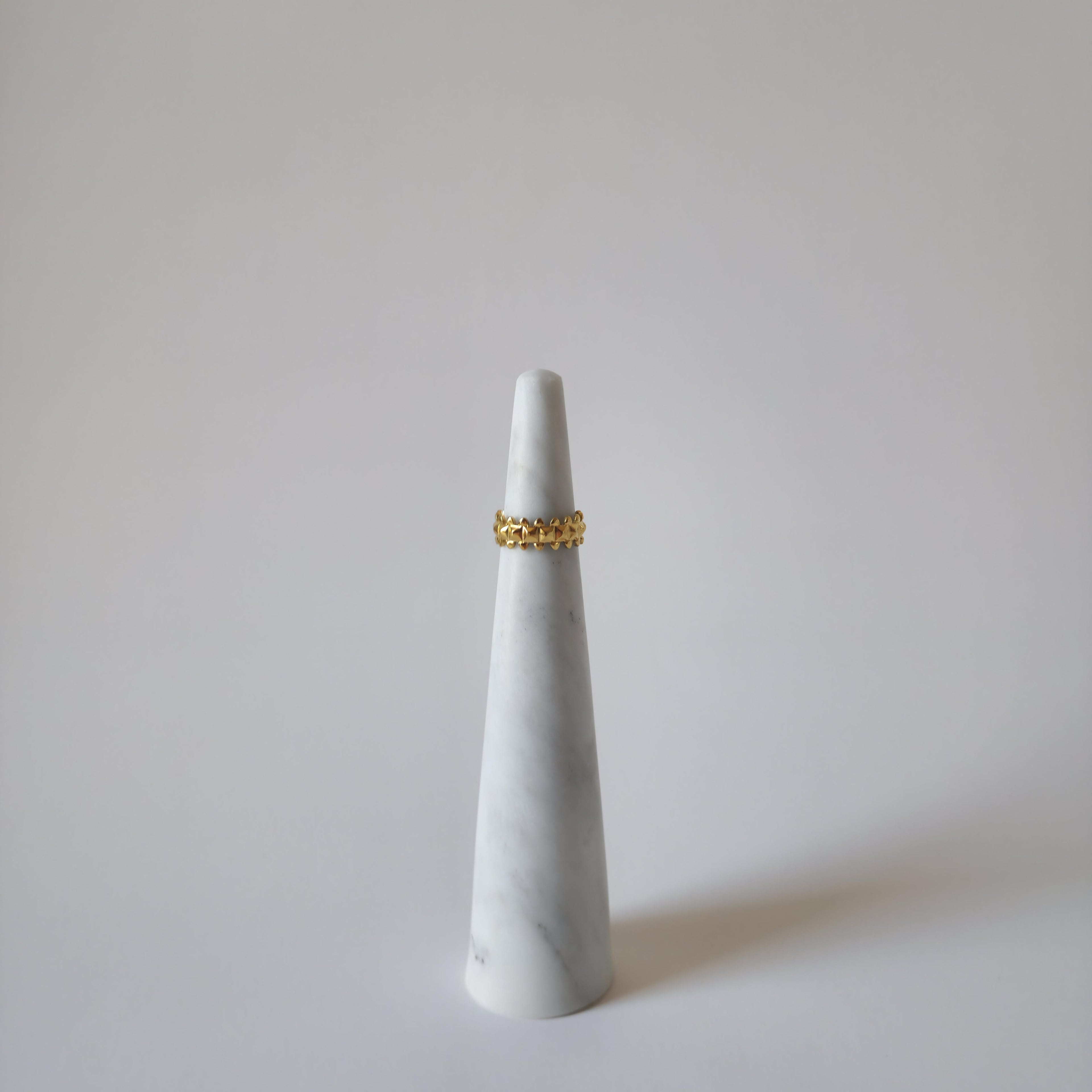 18K Gold Dainty Retro 90s Studded Spike Ring Adjustable Open Band Jewelry