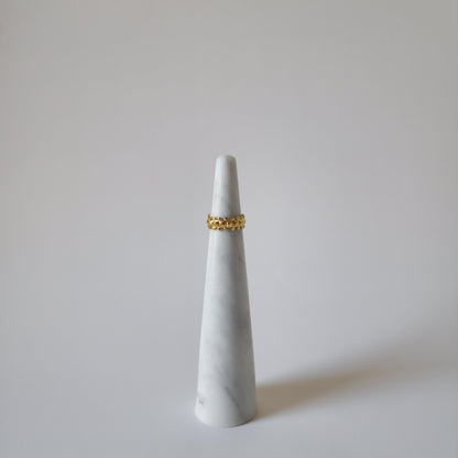 18K Gold Dainty Retro 90s Studded Spike Ring Adjustable Open Band Jewelry