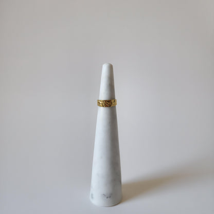 18K Gold Dainty Minimalist Retro Organic Dented Ring Adjustable Band Jewelry