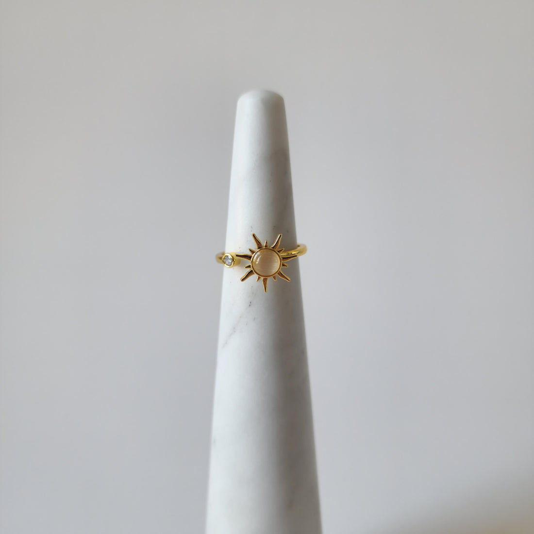 18K Gold Dainty Minimalist Sun Spinner Ring Adjustable Open Band Jewelry