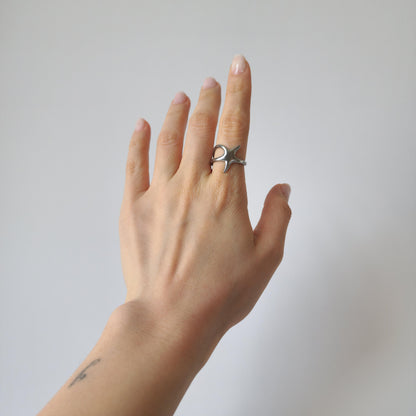 18K Gold Abstract Star Wrap Ring Adjustable Dainty Minimalist Celestial Jewelry