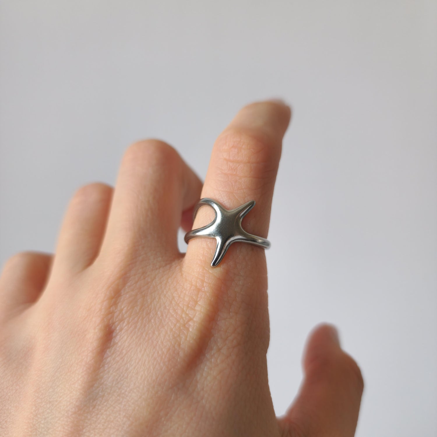 18K Gold Abstract Star Wrap Ring Adjustable Dainty Minimalist Celestial Jewelry