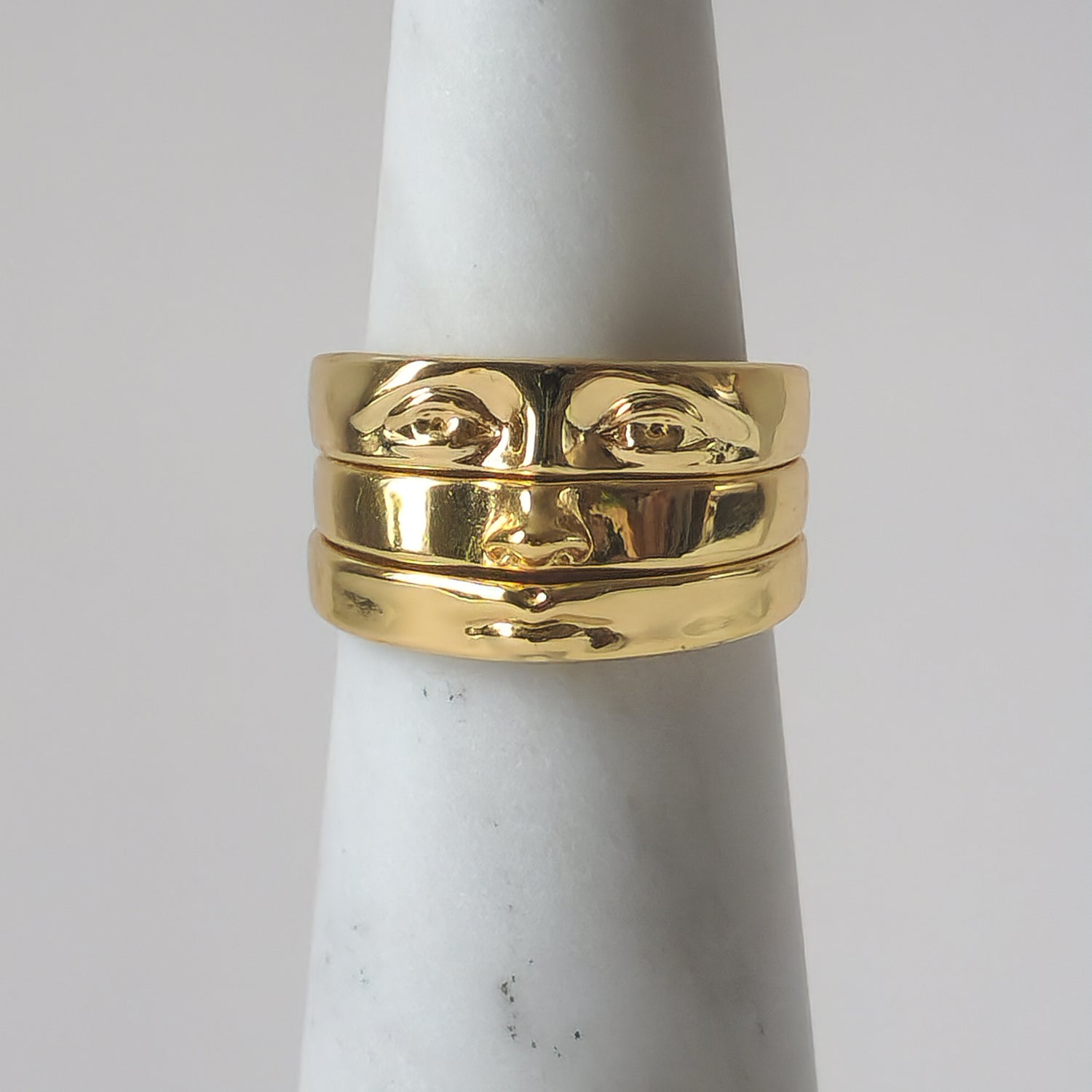 18K Gold Eye of David Triple Stack Ring for Women, Gothic Minimalist Stacking