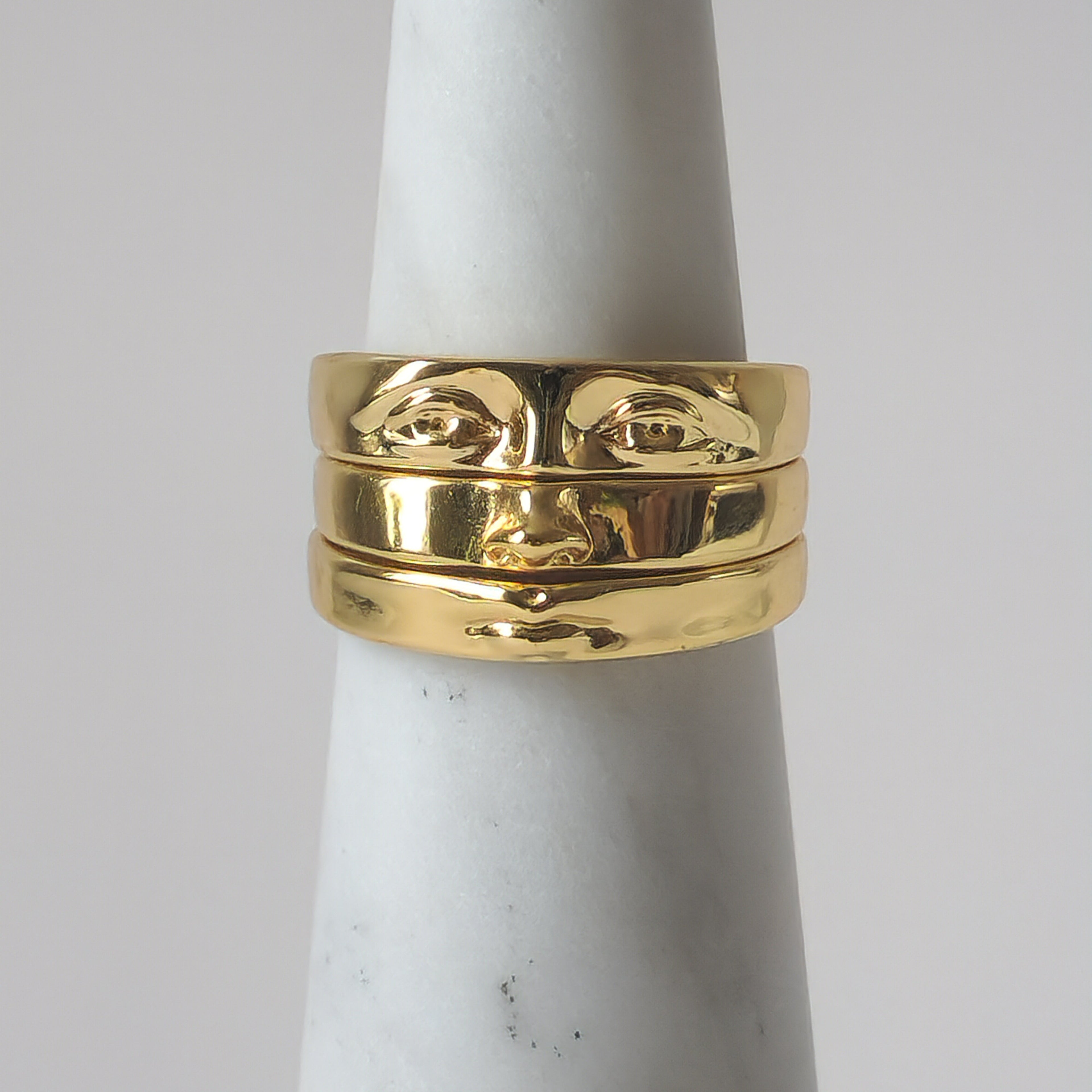 18K Gold Eye of David Triple Stack Ring for Women, Gothic Minimalist Stacking
