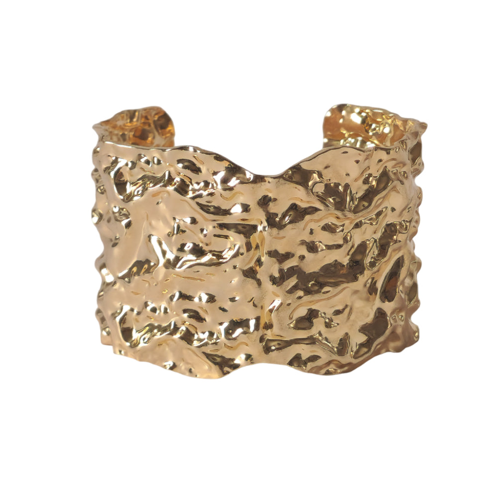 18K Gold Retro 90s Organic Bangle Bracelet Chunky Minimalist Womens Jewelry