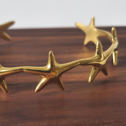 18K Gold Dainty Minimalist Star Bangle Bracelet Celestial Womens Jewelry