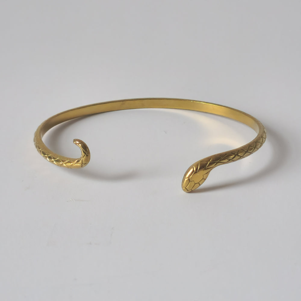 18K Gold Dainty Minimalist Thin Snake Bangle Bracelet Serpent Womens Jewelry