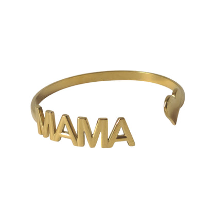 18K Gold Dainty Minimalist Mama Bangle Bracelet Mothers Gift Womens Jewelry