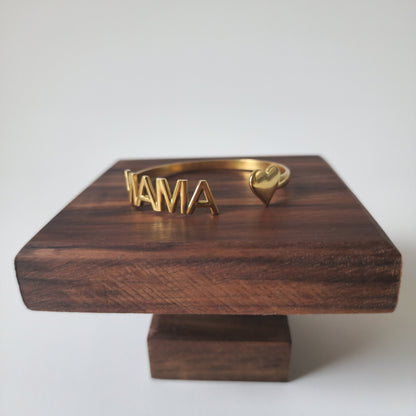 18K Gold Dainty Minimalist Mama Bangle Bracelet Mothers Gift Womens Jewelry