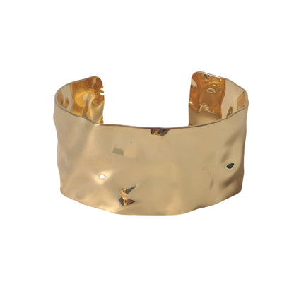 18K Gold Retro 90s Organic Bangle Bracelet Wrinkled Minimalist Womens Jewelry