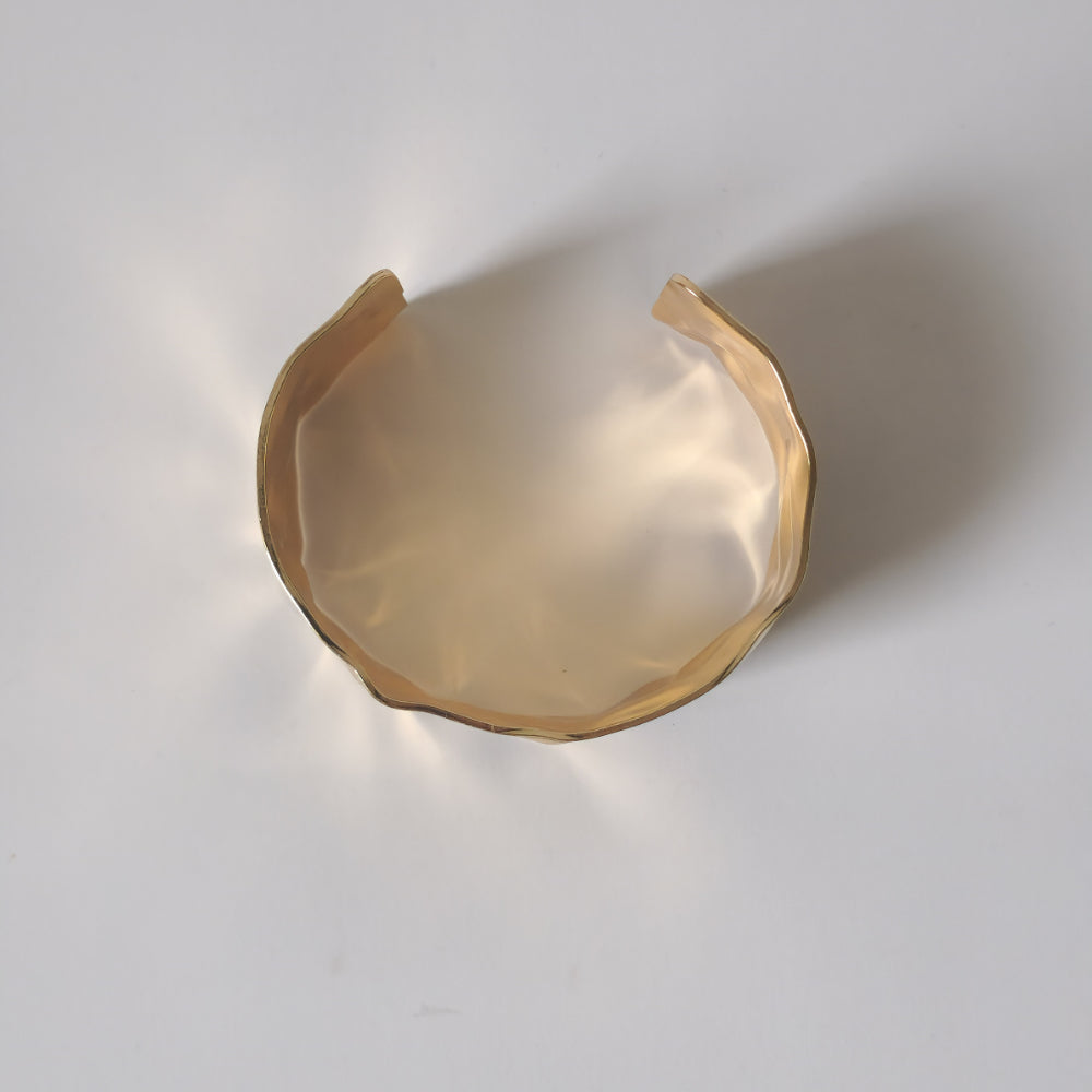 18K Gold Retro 90s Organic Bangle Bracelet Wrinkled Minimalist Womens Jewelry