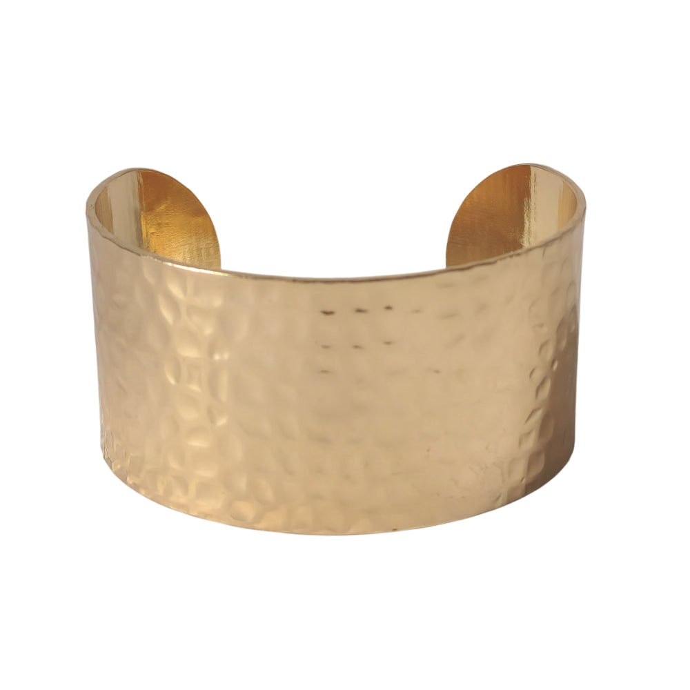 18K Gold Retro 90s Organic Bangle Bracelet Dented Minimalist Womens Jewelry