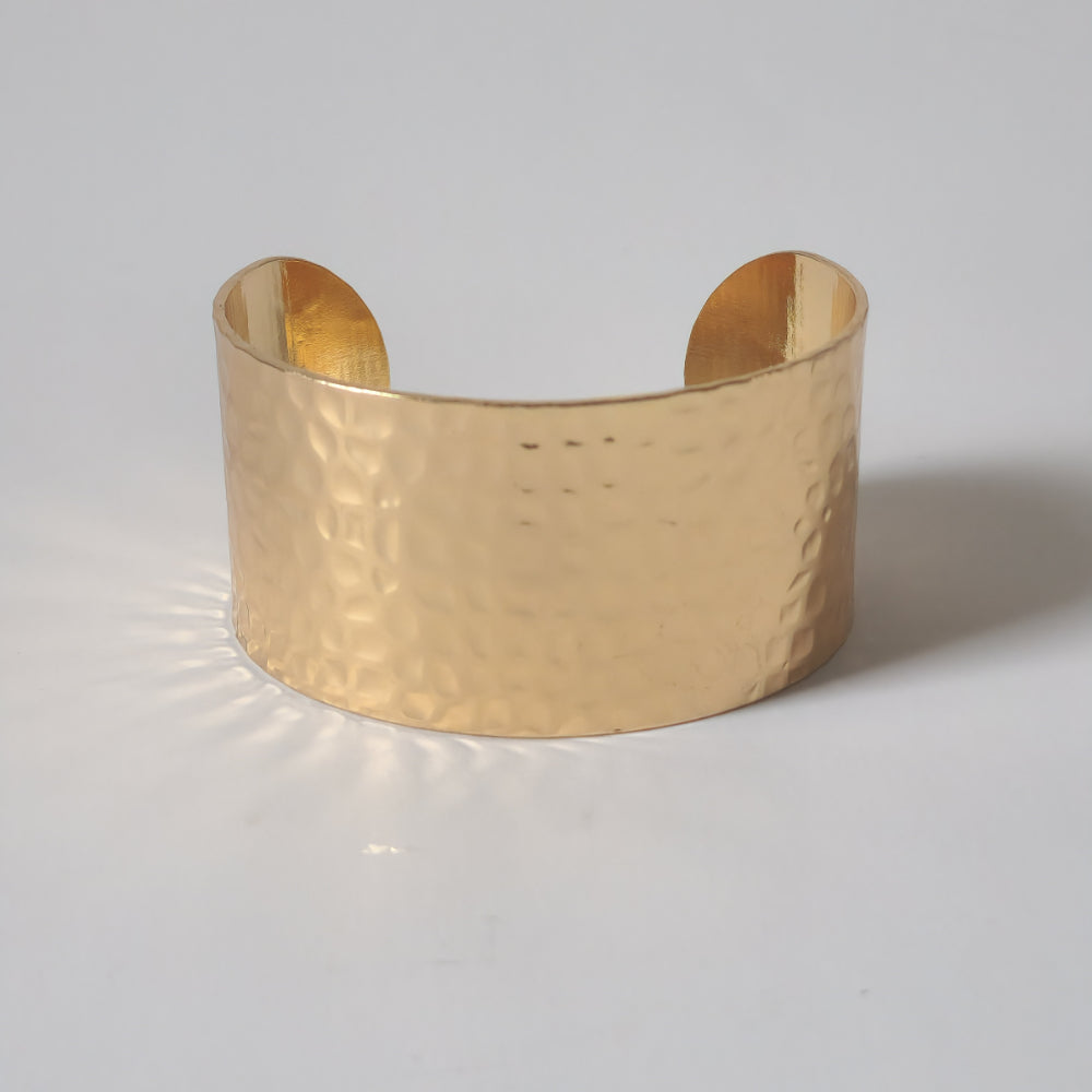 18K Gold Retro 90s Organic Bangle Bracelet Dented Minimalist Womens Jewelry