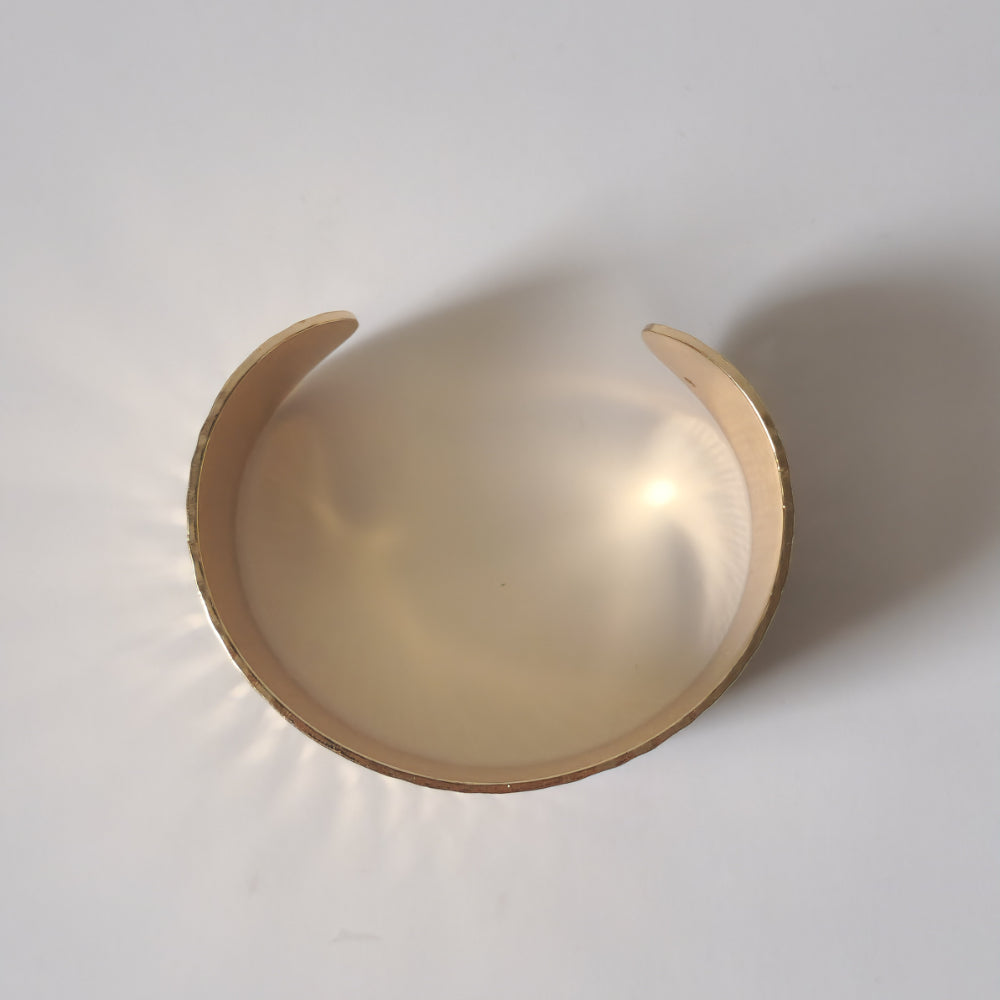 18K Gold Retro 90s Organic Bangle Bracelet Dented Minimalist Womens Jewelry