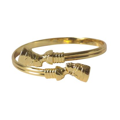 18K Gold Egyptian Nefertiti Bangle Bracelet Ancient Queen Womens Jewelry