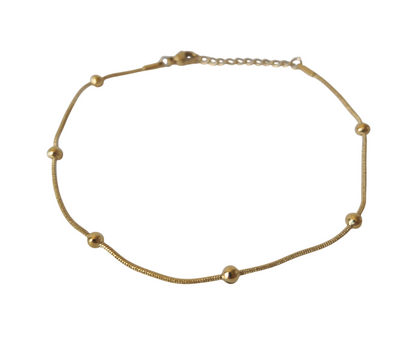 18K Gold Bead Anklet Dainty Minimalist Ankle Bracelet Womens Summer Jewelry