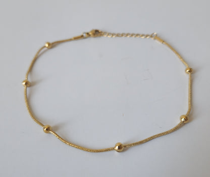 18K Gold Bead Anklet Dainty Minimalist Ankle Bracelet Womens Summer Jewelry