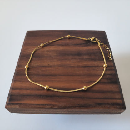 18K Gold Bead Anklet Dainty Minimalist Ankle Bracelet Womens Summer Jewelry