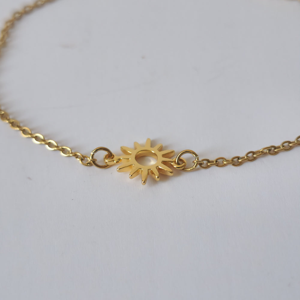 18K Gold Dainty Minimalist Sun Anklet Ankle Bracelet Celestial Womens Jewelry