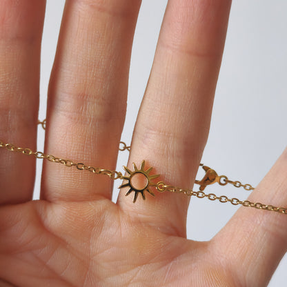 18K Gold Dainty Minimalist Sun Anklet Ankle Bracelet Celestial Womens Jewelry
