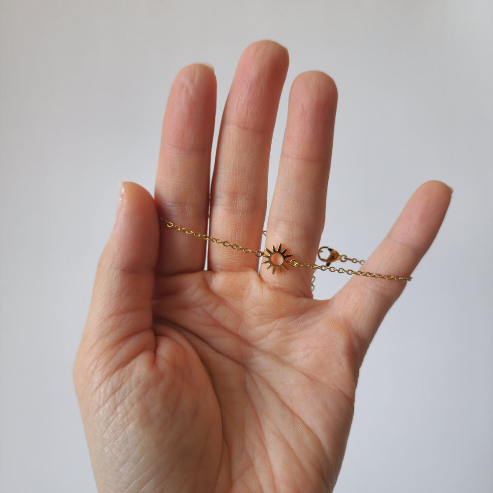 18K Gold Dainty Minimalist Sun Anklet Ankle Bracelet Celestial Womens Jewelry