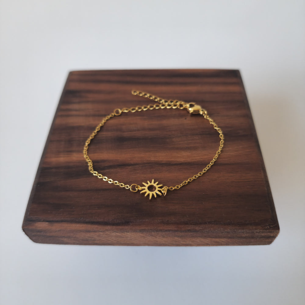 18K Gold Dainty Minimalist Sun Anklet Ankle Bracelet Celestial Womens Jewelry