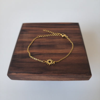 18K Gold Dainty Minimalist Sun Anklet Ankle Bracelet Celestial Womens Jewelry