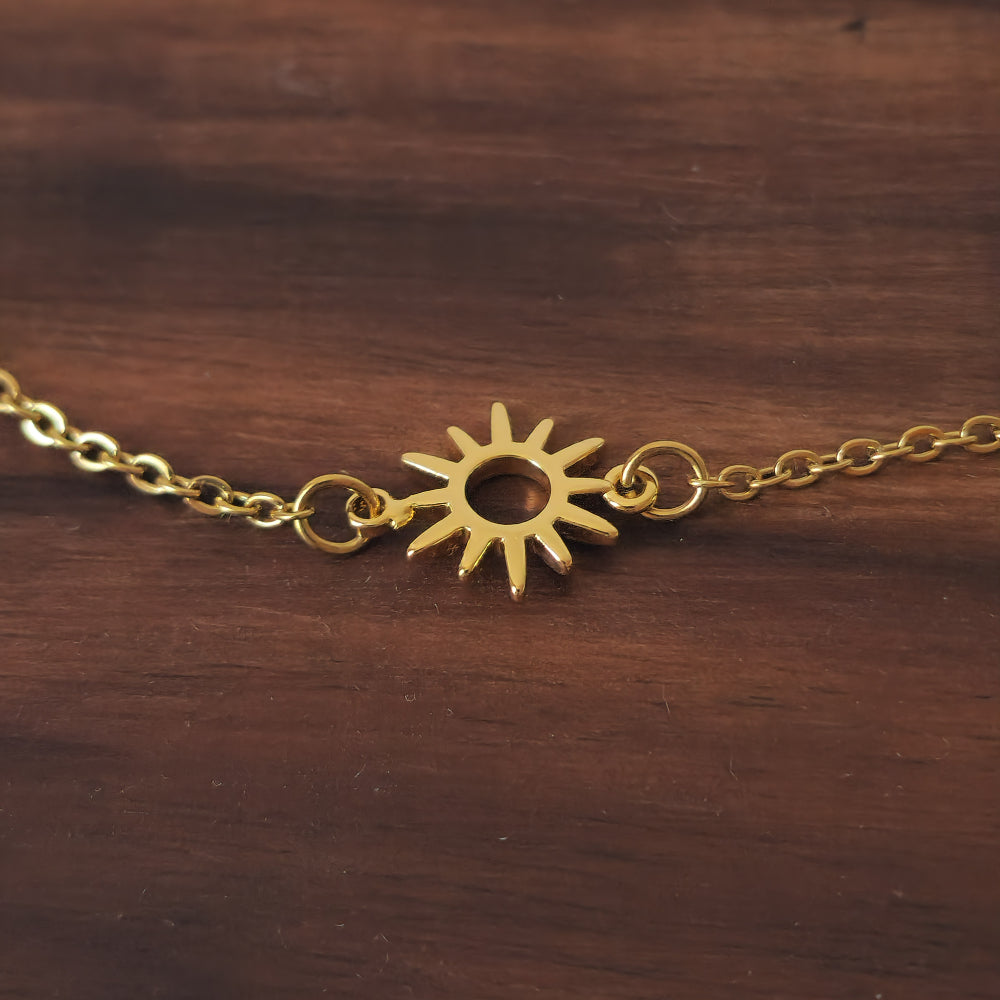 18K Gold Dainty Minimalist Sun Anklet Ankle Bracelet Celestial Womens Jewelry